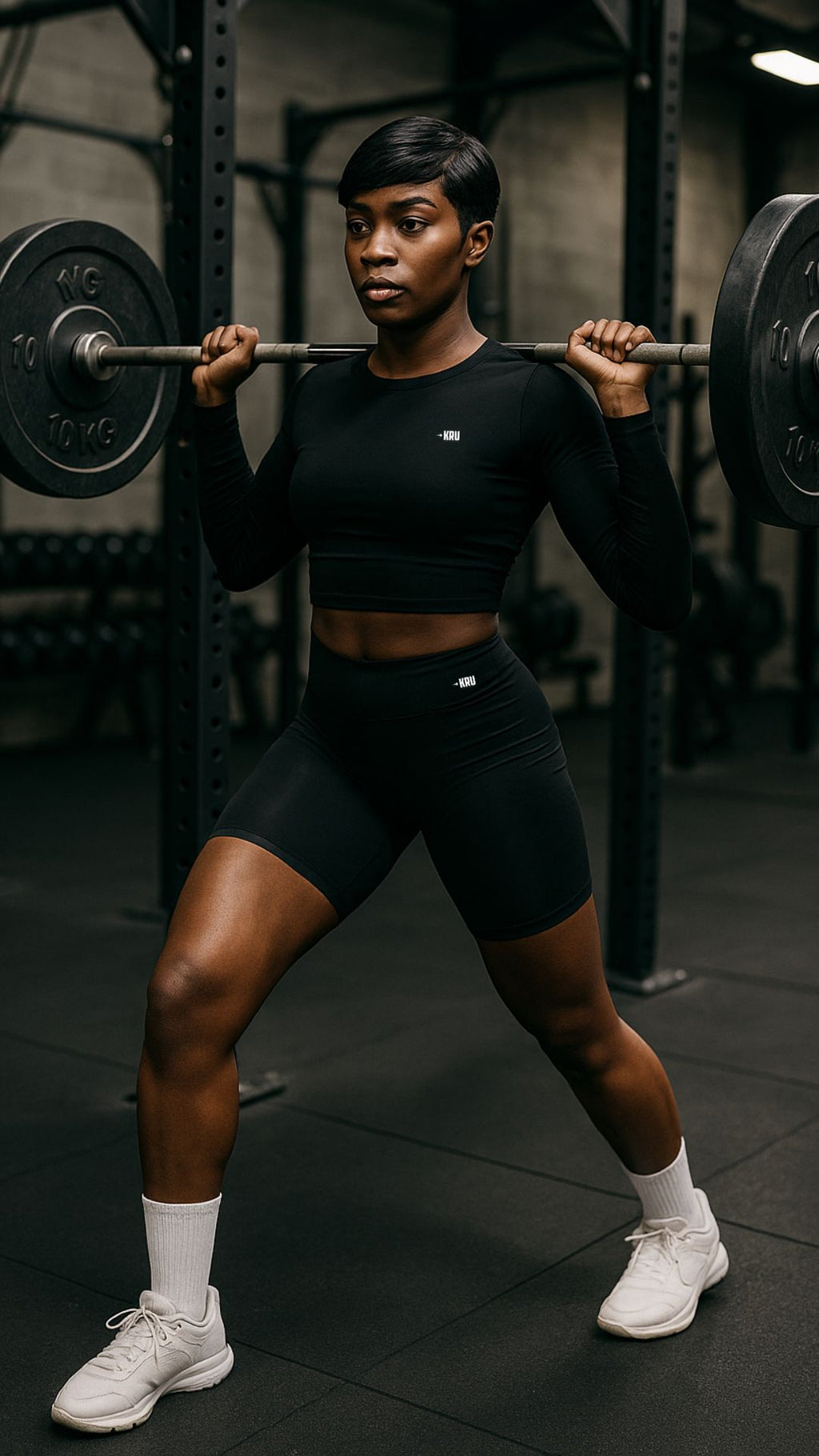 Person lifting a barbell in a gym setting